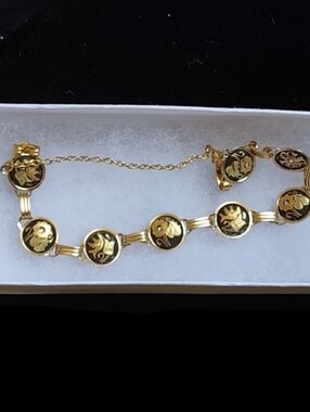Black & Gold Damascene Bracelet Vintage
